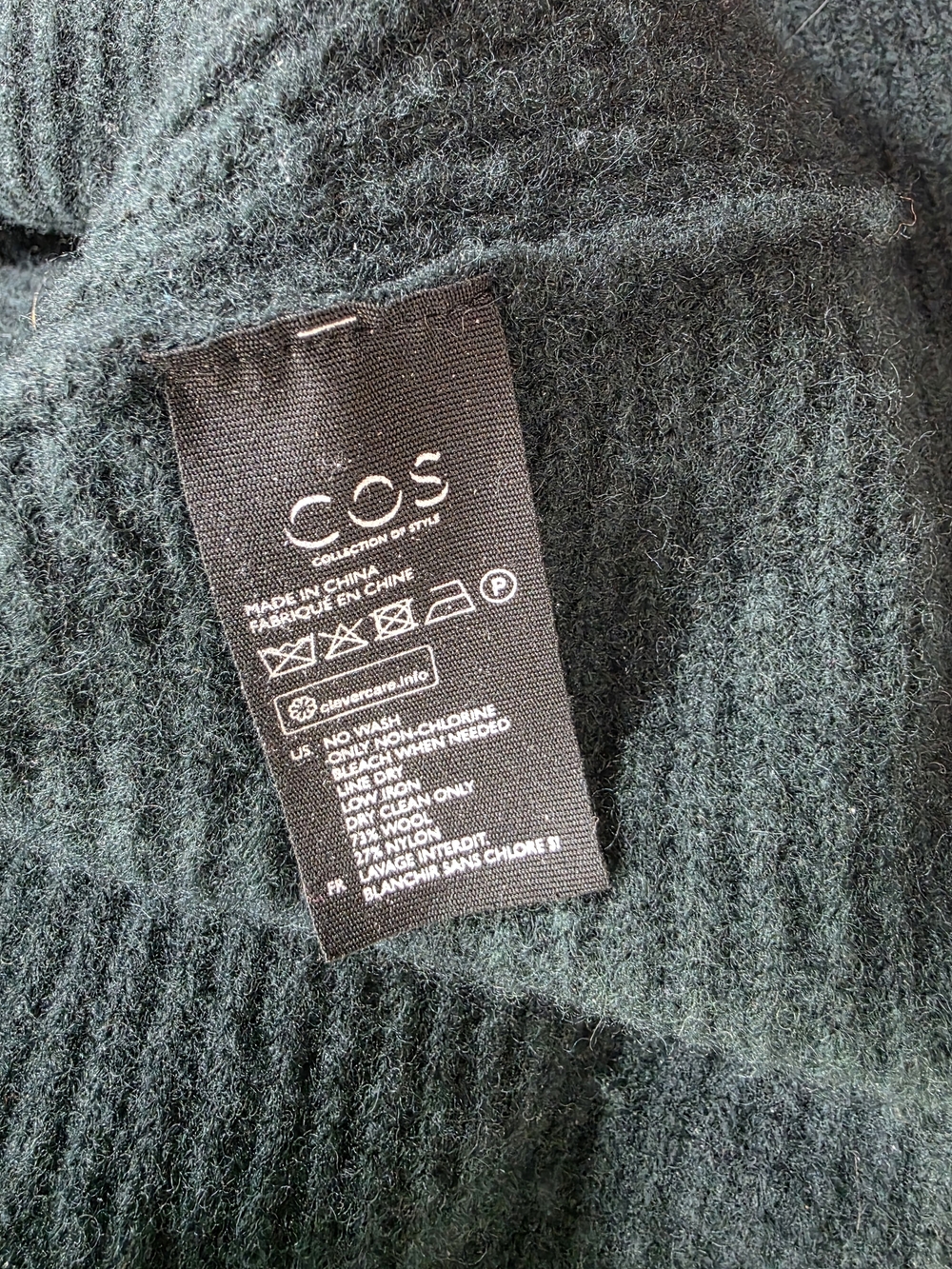 COS Peplum Knit Wool Dark Green Ribbed Flared Crew Sweater - Picture 8 of 9